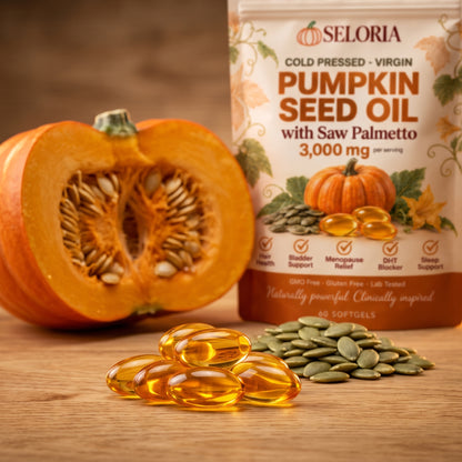 Seloria pumpkin seed oil softgels close up