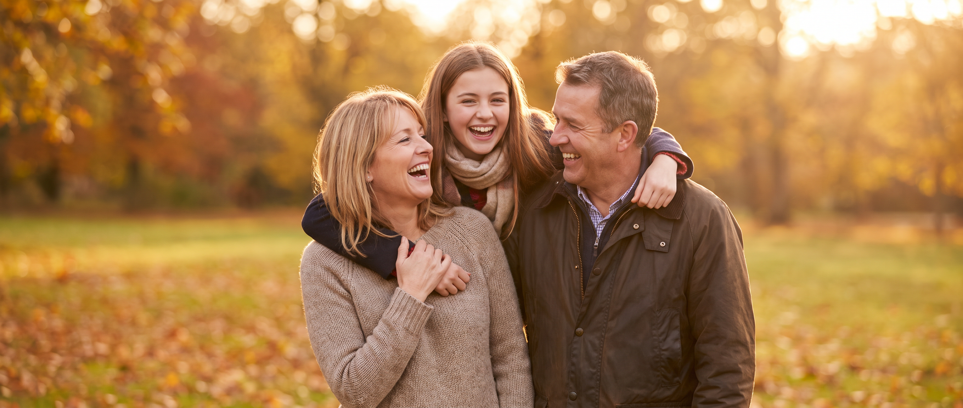 A happy family outdoors